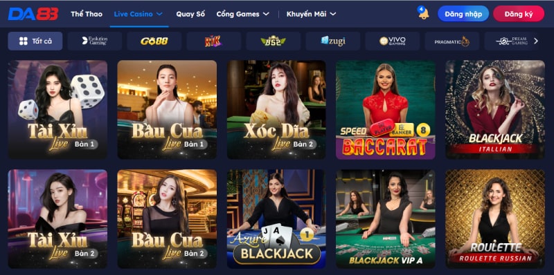 Live casino trực tuyến đẳng cấp DA88